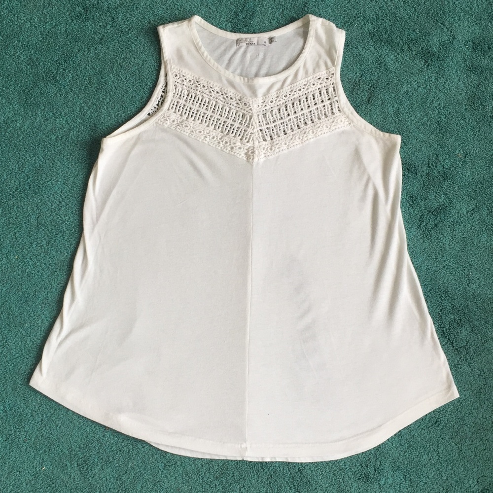 Prana Sleeveless White Crocheted Cotton Top Medium - Picture 3 of 6